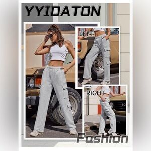 Amazon YYIDATON Fleece Cargo Sweatpants High Waisted Casual Baggy Joggers Pants